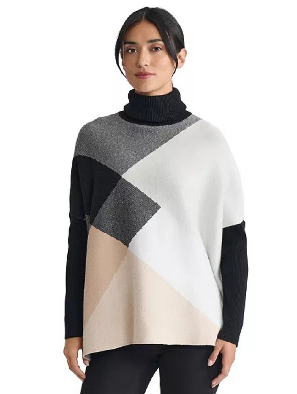 Joseph A Boxy Colorblock Turtleneck Sweater